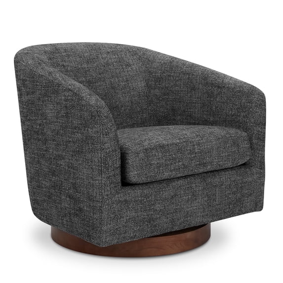 CHITA Swivel Accent Chair Fabric, Round Barrel Arm Chair Living Room, Charcoal Gray