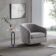 CHITA Swivel Accent Chair, Round Barrel Arm Chair for Living Room, Pebble Gray & Black Base, Single