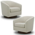 thumbnail image 1 of CHITA Swivel Accent Chair Set of 2, Fabric Round Barrel Arm Chair Living Room, Linen, 1 of 14