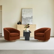 CHITA Swivel Accent Chair Set of 2, Velvet Round Barrel Arm Chair Living Room, Burnt Orange