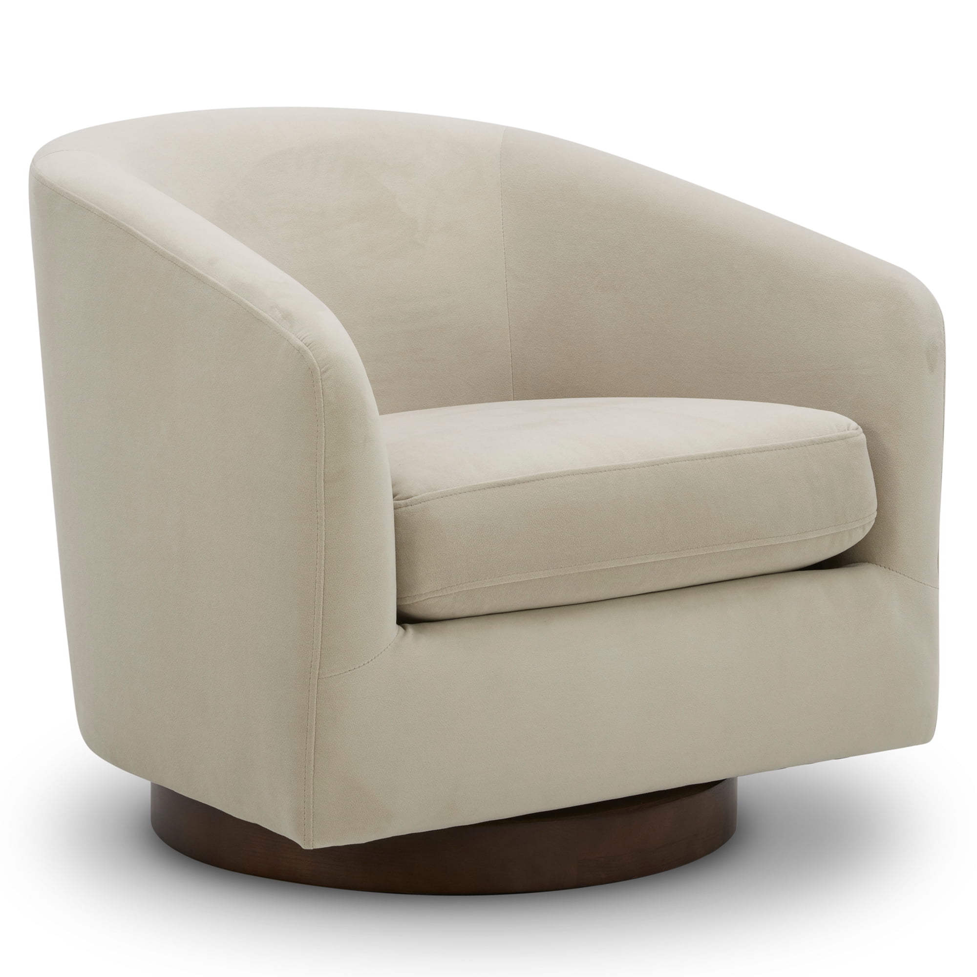 CHITA Swivel Accent Chair Velvet, Round Barrel Arm Chair Living Room, Cream White