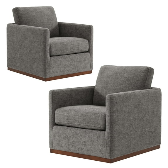CHITA Swivel Accent Chairs Set of 2 for Living Room, Comfortable Arm Chairs for Bedroom, Fabric in Dark Gray