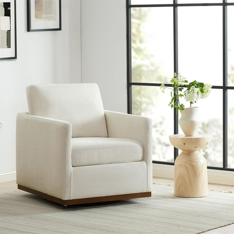CHITA High Back Swivel Accent Chair Faux Leather Comfortable Arm Chair for Living Room and Bedroom Cream White Walmart