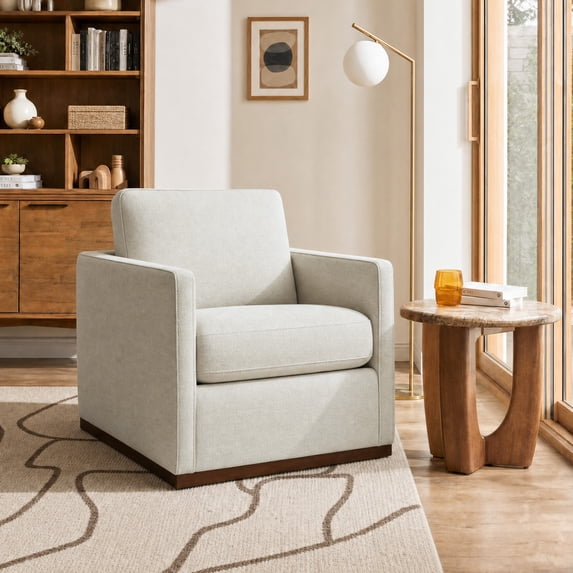 CHITA Swivel Accent Chairs for Living Room, Comfortable Arm Chairs for Bedroom, Fabric in Linen