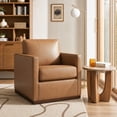 thumbnail image 1 of CHITA Swivel Accent Chairs for Living Room, Comfortable Arm Chairs for Bedroom, Faux Leather in Camel, 1 of 15