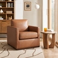 thumbnail image 1 of CHITA Swivel Accent Chairs for Living Room, Comfortable Arm Chairs for Bedroom,Genuine Leather in Brown, 1 of 12