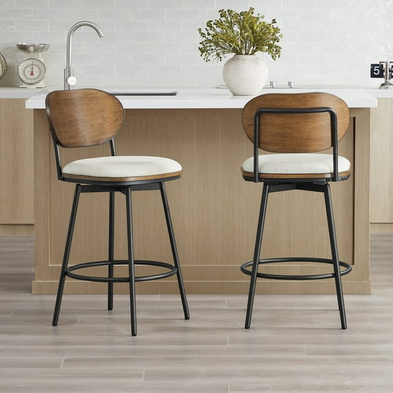 CHITA Swivel Counter Bar Stool with Metal Legs Set of 2