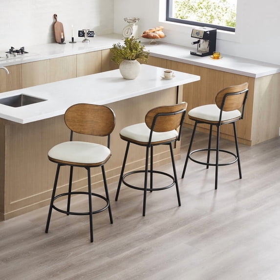 CHITA Swivel Counter Bar Stool with Metal Legs Set of 3