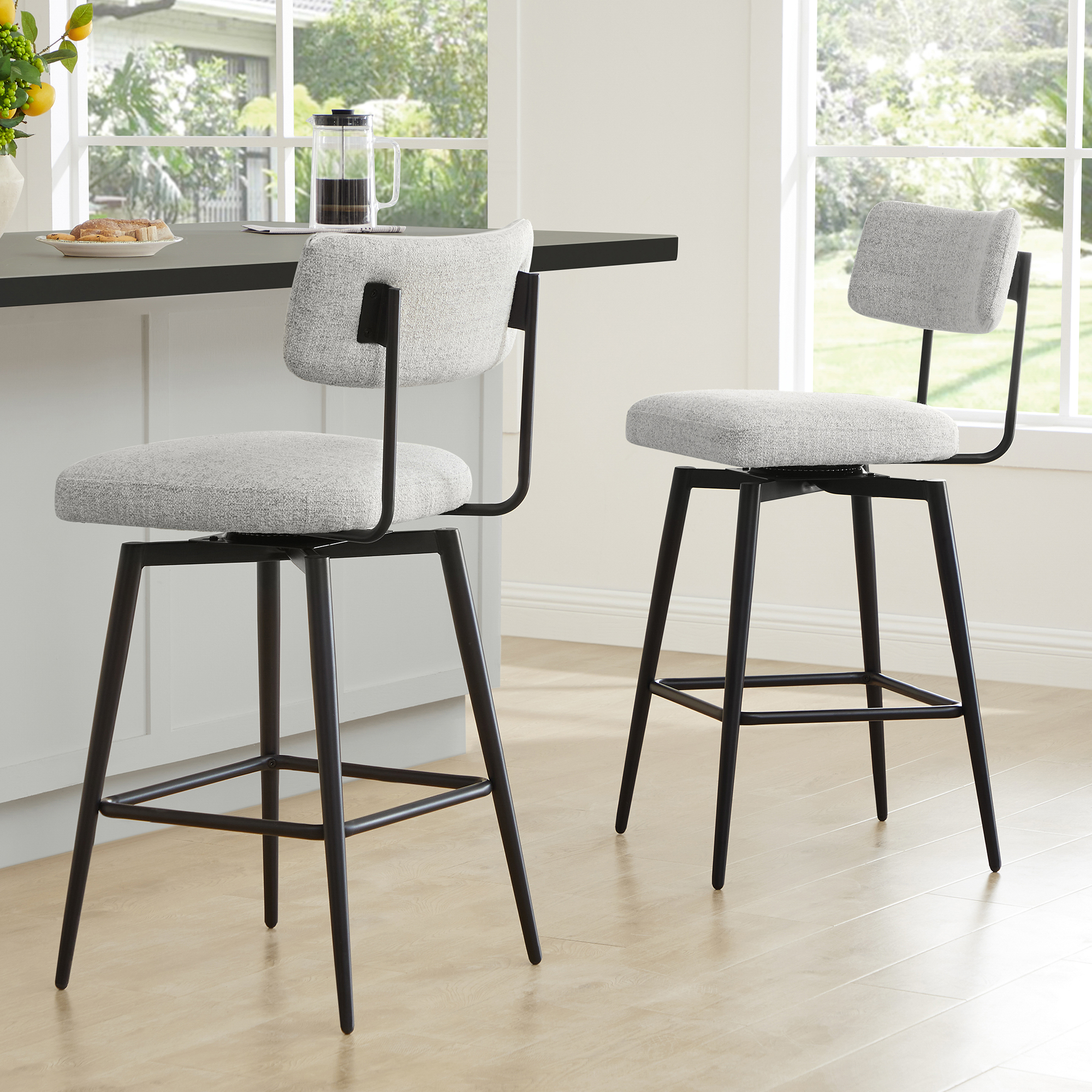 Aiken Upholstered Tufted Counter Height Stools Grey (Set of 2 ...