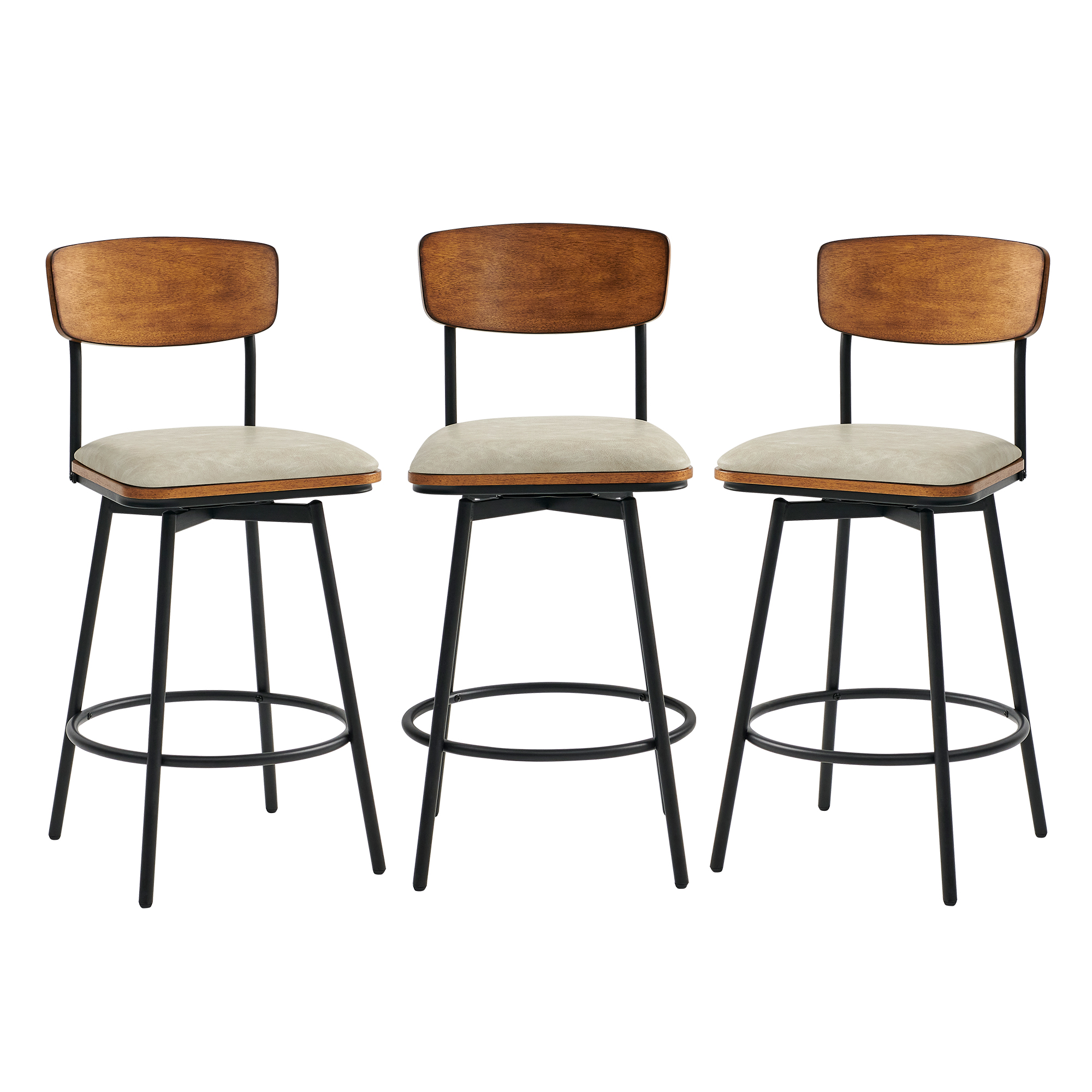 CHITA Swivel Counter Height Bar Stools with Back Set of 3, 27'' Seat