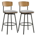 thumbnail image 1 of CHITA Swivel Counter Height Bar Stools with Back Set of 2, 30'' Seat Height, Metal & Wood Frame, Light Beige, 1 of 9