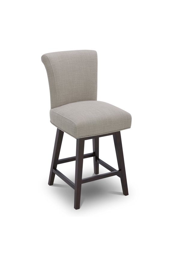 Swivel Counter Height Bar Stools with Fabric, 26 inch, Flax Beige