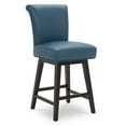 thumbnail image 1 of CHITA Swivel Counter Height Bar Stools with Faux Leather, 26 inch, Dark Blue, 1 of 9