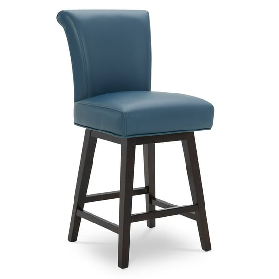 CHITA Swivel Counter Height Bar Stools with Faux Leather, 26 inch, Dark Blue