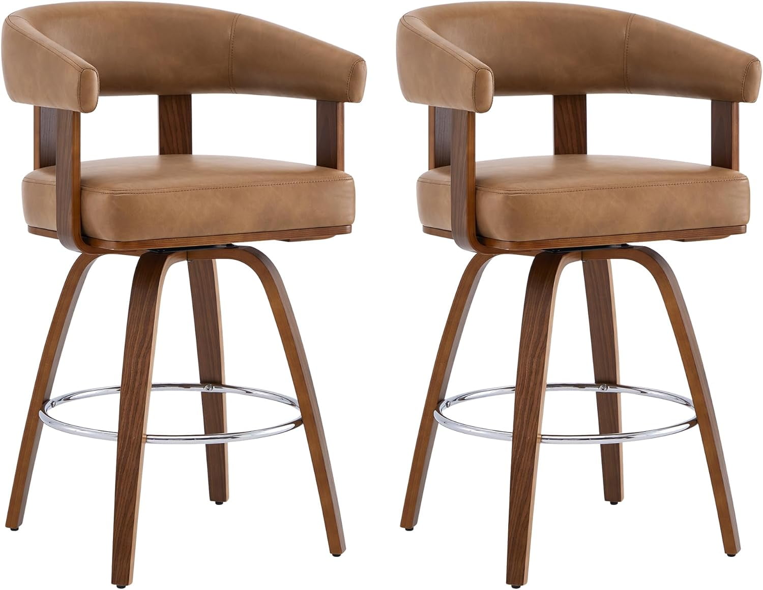 CHITA Swivel Counter Height Barstools Set of 2, FSC Certified Faux ...