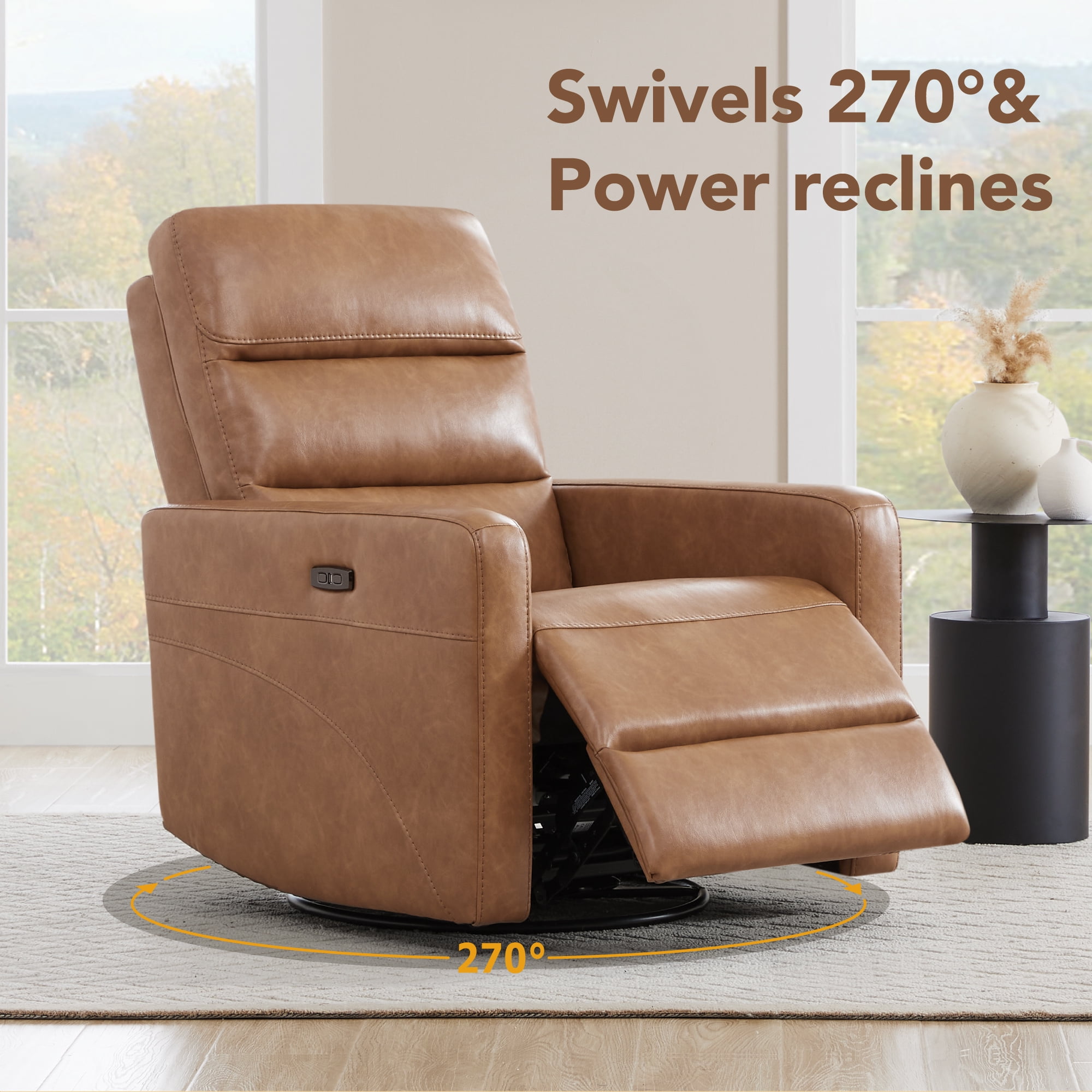 CHITA Swivel Power Recliner, Glider Rocking Chair with Headrest USB