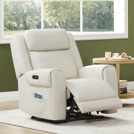 CHITA Top Grain Leather Power Recliner with Adjustable Power Headrest ...