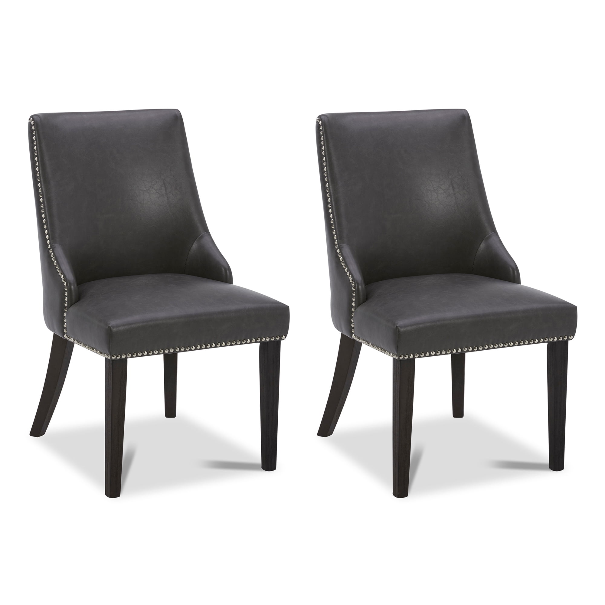 CHITA Upholstered Dining Chairs Set of 2 Kitchen Chairs, Full Back&Wood Legs, Faux Leather in ...