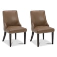 thumbnail image 1 of CHITA Upholstered Dining Chairs Set of 2 Kitchen Chairs, Full Back&Wood Legs, Faux Leather in Saddle Brown, 1 of 7