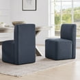 thumbnail image 1 of CHITA Upholstered Dining Chairs with Casters Set of 2,Modern Armless Accent Chair with Wheels for Bedroom Reading Room Living Room, Blue Fabric, 1 of 11