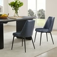 thumbnail image 1 of CHITA Upholstered Dining Chairs with Low Back Set of 2 for Kitchen Island, Metal Legs, Faux Leather in Navy Blue, 1 of 14