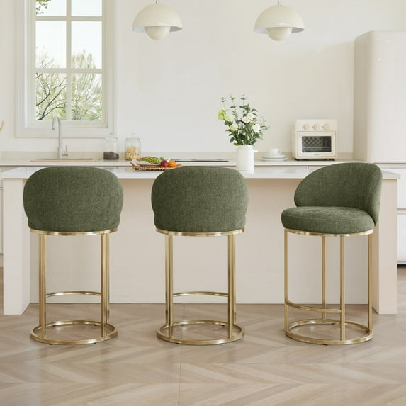 CHITA Upholstered Swivel Counter Bar Stool with Metal Frame and Arched Back