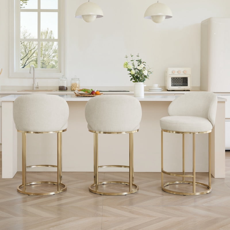 CHITA Upholstered Swivel Counter Bar Stool with Metal Frame and Arched Back