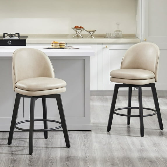 CHITA Upholstered Swivel Counter Height Bar Stools Set of 2