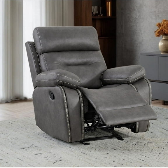 CHITA for Living Room Manual Rocker Recliners with Adjustable Headrests, Elephant Grey