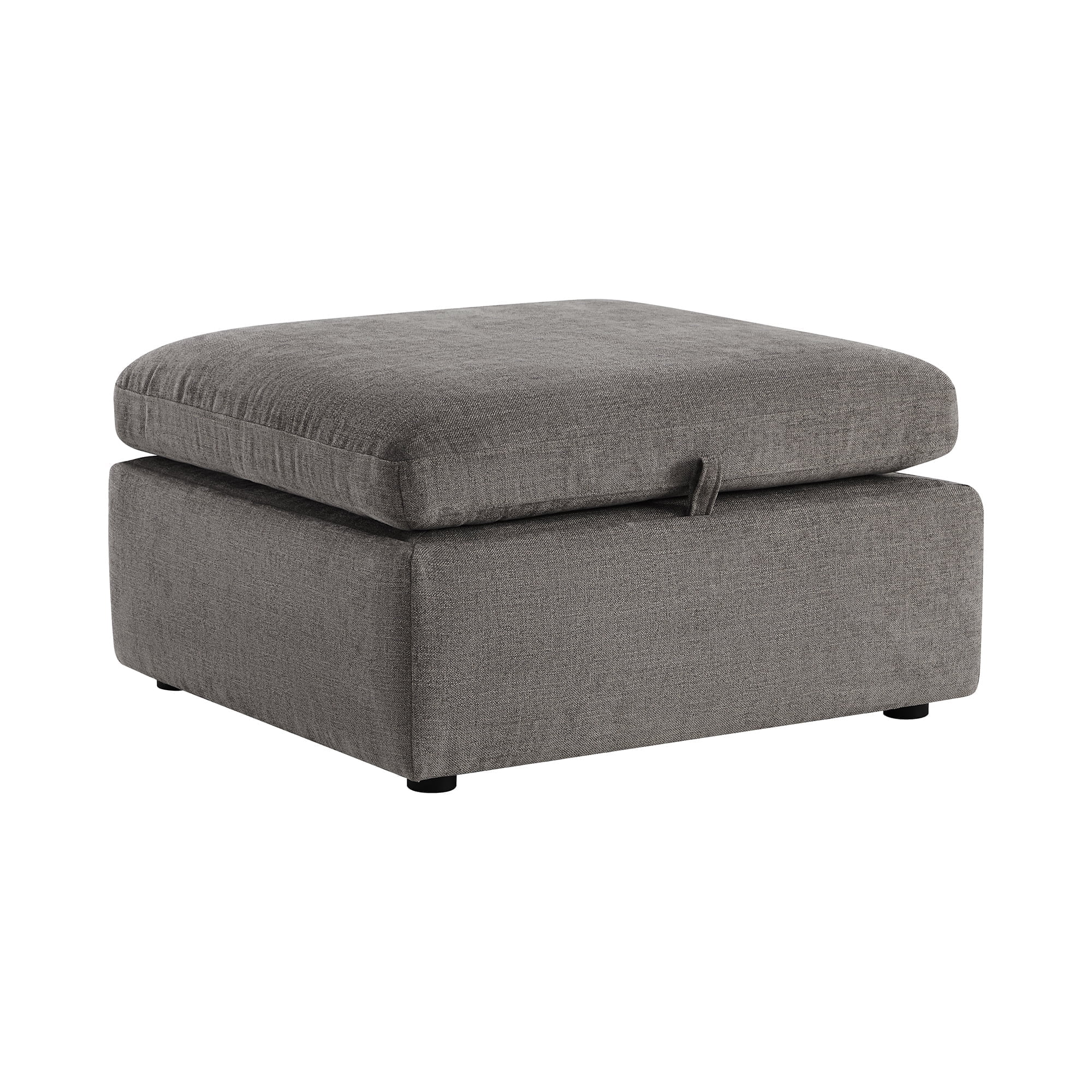 Fossil Gray 33.9'' Wide Linen Storage Ottoman