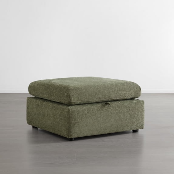 CHITA ottoman with storage for Living Room, Fabric Foot Rest Stool Seat, Green