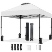CHITOOMA 10 x 10ft Pop up Canopy Tent, Instant Outdoor Shelter Easy Portable Straight Leg Canopy Tent, White