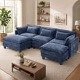 thumbnail image 1 of CHITOOMA 111" Modular Sectional Sofa with 2 Movable Ottomans, U-Shaped Oversized 3-Seat Chenille Cloud Sofa with 5 Pillows for Living Room, Blue, 1 of 9