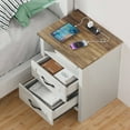 thumbnail image 1 of CHITOOMA 2-Drawer Nightstand with Charging Station, Farmhouse Bedside Table with Open Shelf, Small Wood End Table for Bedroom Living Room, White & Brown, 1 of 11