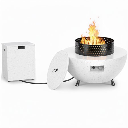 CHITOOMA 29? Propane Fire Pit, 50,000 BTU Gas Fire Pit with Windproof Guard & CSA Certification, Round Fire Pit Table with Lava Rocks, Adjustable Legs for Patio and Garden