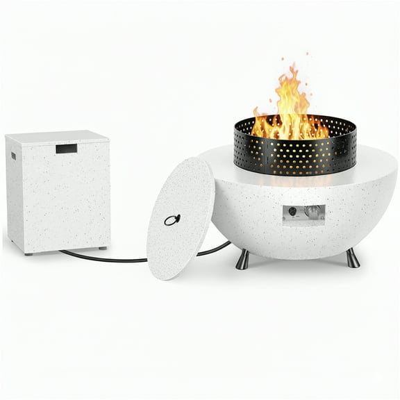 CHITOOMA 29 Propane Fire Pit, 50,000 BTU Gas Fire Pit with Windproof Guard & CSA Certification, Round Fire Pit Table with Lava Rocks, Adjustable Legs for Patio and Garden