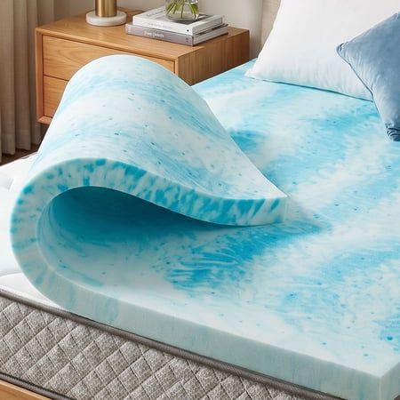 CHITOOMA 3 Inch Full Memory Foam Mattress Topper, Cooling Gel Infused Foam Mattress Topper for Pressure Relief& Enhanced Sleep Comfort, CertiPUR-US and Oeko-TEX Certification