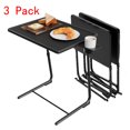 thumbnail image 1 of CHITOOMA 3 Pcs TV Tray Table with Cup Holders, Portable C-Shaped Side Dinner Tray Table, Adjustable 6 Heights & 3 Tilt Angle for Living Room, Bedroom, Black, 1 of 8