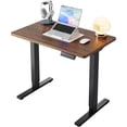 thumbnail image 1 of Kyspho 32" Small Electric Standing Desk Adjustable Height, 4 Memory Height Settings, Sit Stand Up Desk for Home Office & Computer Workstation, Black Walnut, 1 of 9