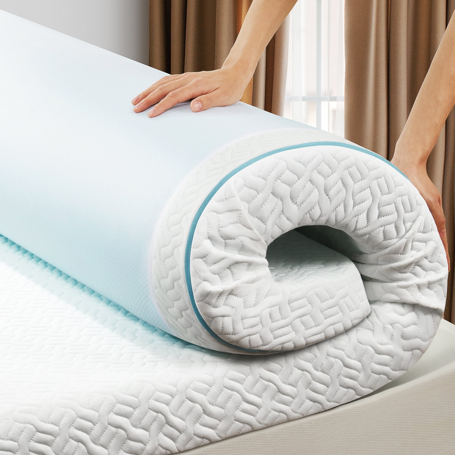 4 inch Gel Memory Foam Mattress Topper, Full, Non-Slip, Cool Sleep, CertiPUR-US, Soft