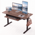 thumbnail image 1 of Kyspho 48" x 24" Electric Standing Desk with Keyboard Tray Adjustable Sit Stand up Desk with Headphone Hook & 4 Height Memory Pre-Set Walnut, 1 of 8