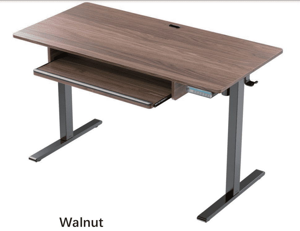 Kyspho 48" x 24" Electric Standing Desk with Keyboard Tray Adjustable Sit Stand up Desk with Headphone Hook & 4 Height Memory Pre-Set Walnut