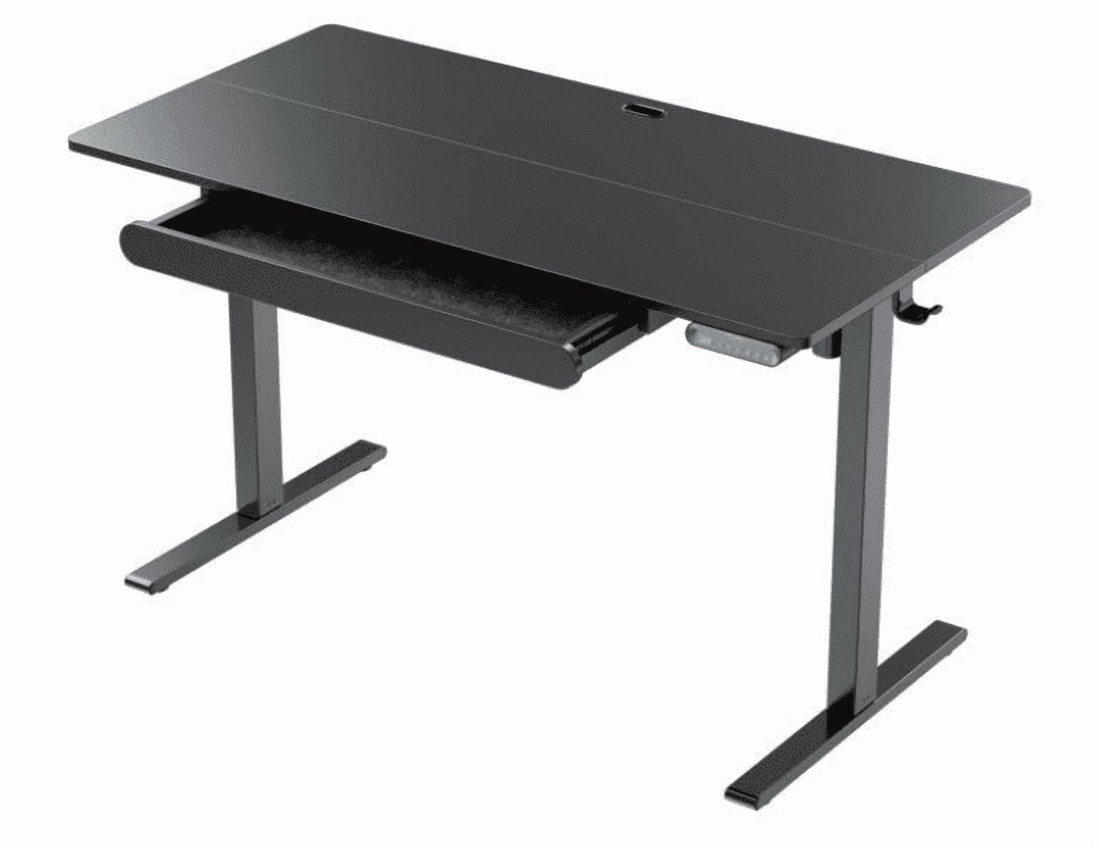 Kyspho 48" x 24" Electric Standing Desk with Storage Drawer Adjustable Sit Stand up Desk with Headphone Hook & 4 Height Memory Pre-Set Black