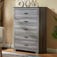 thumbnail image 1 of CHITOOMA 5 Drawer Dressers for Bedroom, Adult Tall Wooden Chest of Drawers, Storage Cabine for Living Room Entryway, Gray, 1 of 8