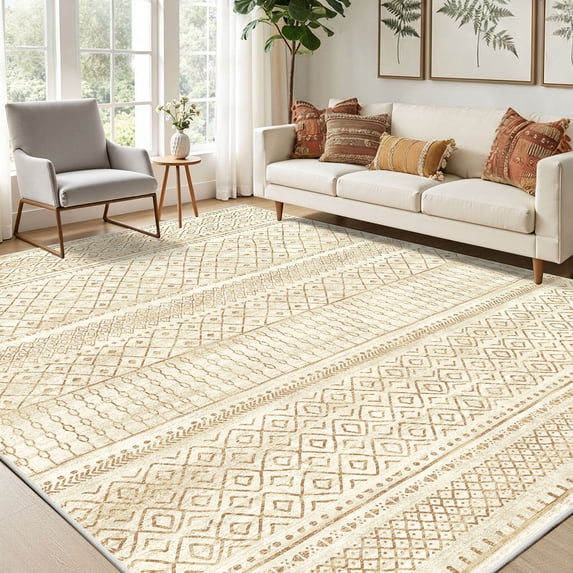 CHITOOMA 5'x7' Area Rugs for Living Room, Washable Rugs Print Pattern Boho Soft Geometric Bohemian Carpet Indoor Rug for Bedroom Dining Room Office Nonslip Foldable Rug