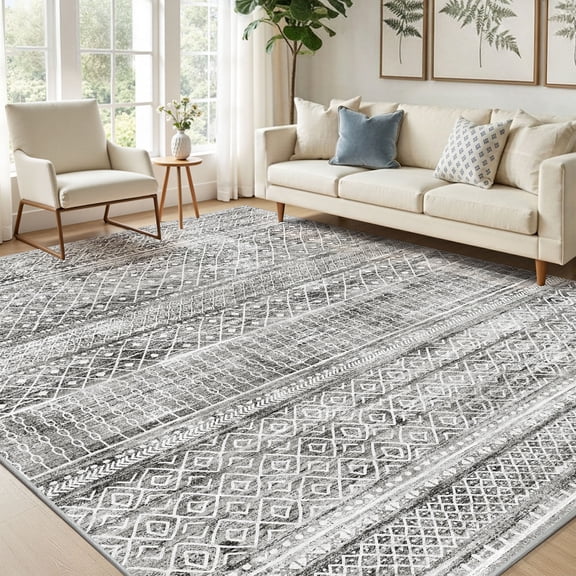 CHITOOMA 5'x7' Area Rugs for Living Room, Washable Rugs Printed Boho Soft Geometric Bohemian Carpet Indoor Rug for Bedroom Dining Room Office Nonslip Foldable Rug
