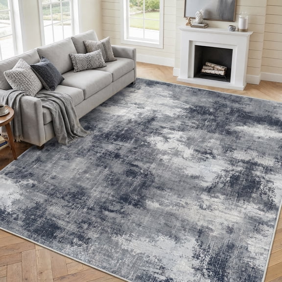 CHITOOMA 5'x7' Area Rugs for Living Room, Machine Washable Abstract Distressed Rugs Indoor Neutral Carpet Rugs for Bedroom Dining Room Office with Non-Slip Backing, Stain Resistant, Gray