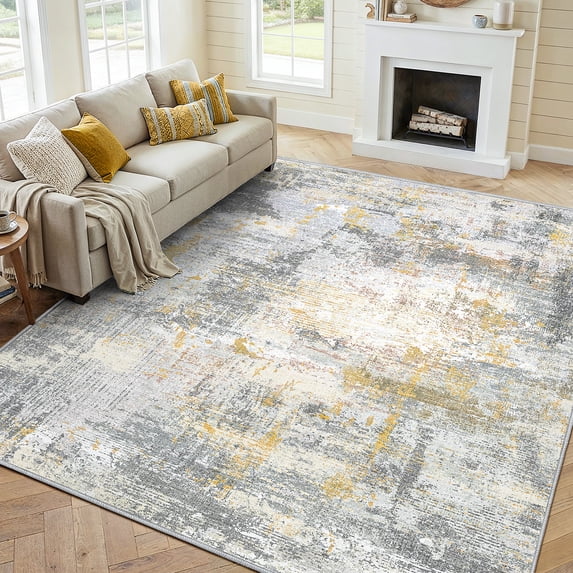 CHITOOMA 5'x7' Area Rugs for Living Room, Machine Washable Abstract Distressed Rugs Indoor Neutral Carpet Rugs for Bedroom Dining Room Office with Non-Slip Backing, Stain Resistant Non-Shed