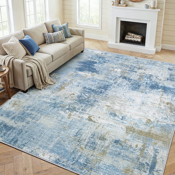 CHITOOMA 5'x7' Area Rugs for Living Room, Machine Washable Abstract Distressed Rugs Indoor Neutral Carpet Rugs for Bedroom Dining Room Office with Non-Slip Backing, Stain Resistant Non-Shed