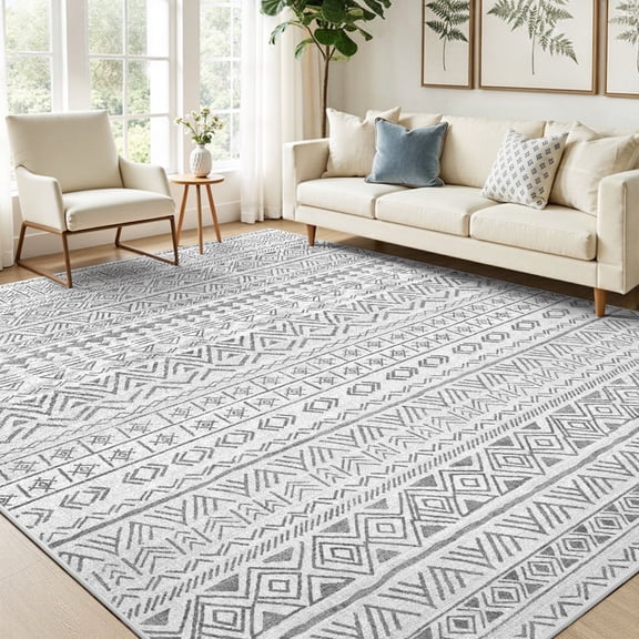CHITOOMA 5'x7' Area Rugs for Living Room, Washable Rugs Printed Boho Soft Geometric Bohemian Carpet Indoor Rug for Bedroom Dining Room Office Nonslip Foldable Rug